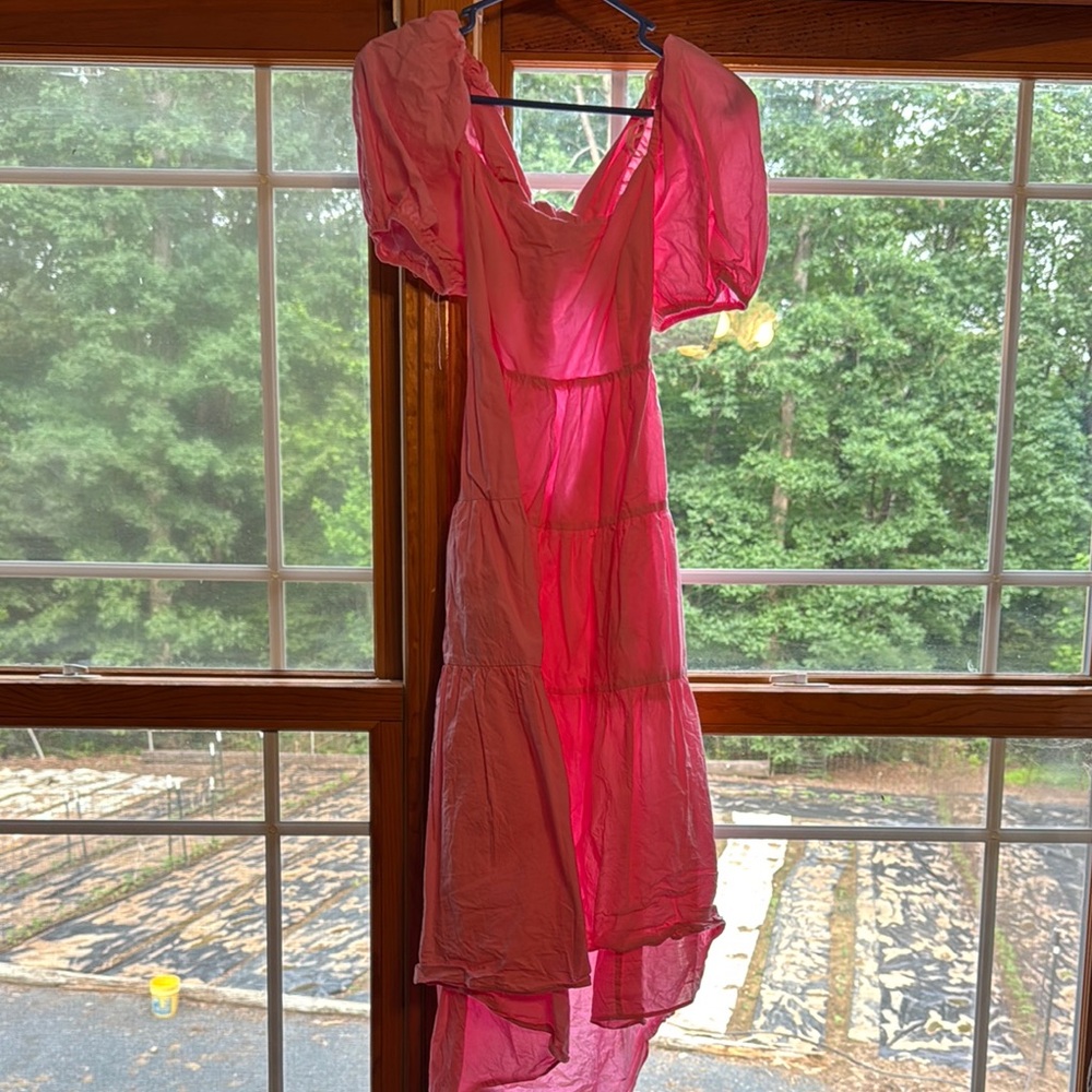 Mustard Seed Red Puff Sleeve Sweetheart Sundress